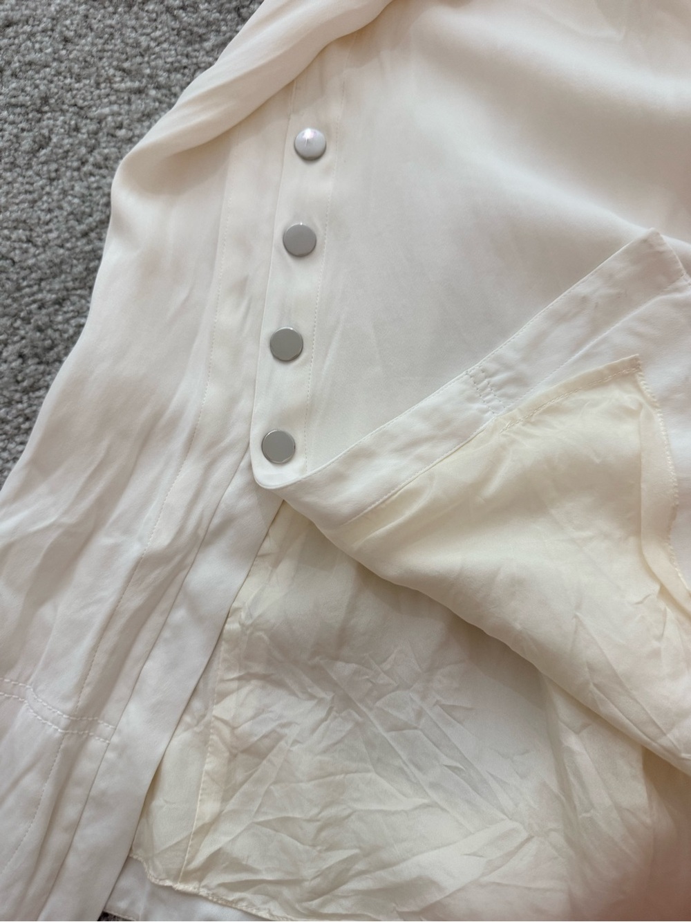 3.1 Phillip Lim Cream white Silky Midi Dress with Knot Waist and buttons - Picture 6 of 7